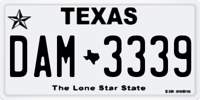 TX license plate DAM3339