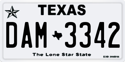 TX license plate DAM3342