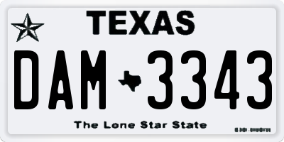 TX license plate DAM3343