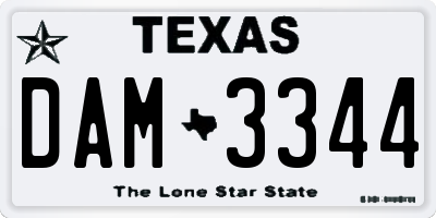 TX license plate DAM3344