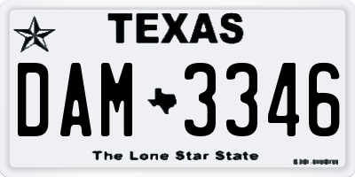 TX license plate DAM3346
