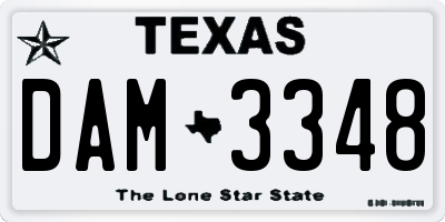 TX license plate DAM3348