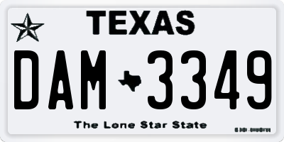 TX license plate DAM3349