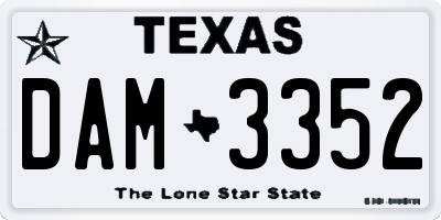 TX license plate DAM3352