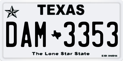 TX license plate DAM3353