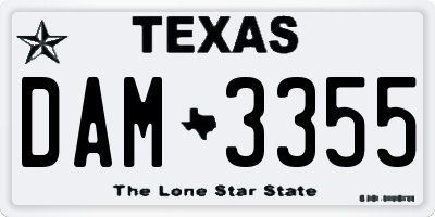 TX license plate DAM3355