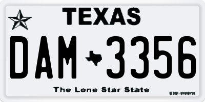 TX license plate DAM3356