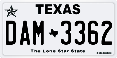 TX license plate DAM3362