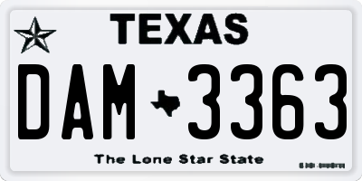 TX license plate DAM3363
