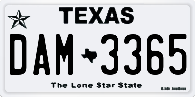 TX license plate DAM3365