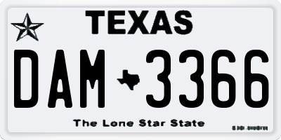 TX license plate DAM3366