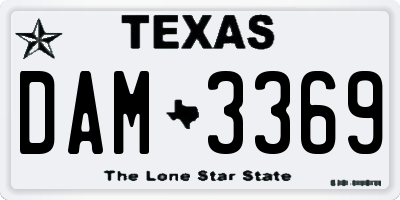 TX license plate DAM3369