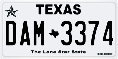 TX license plate DAM3374