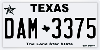 TX license plate DAM3375
