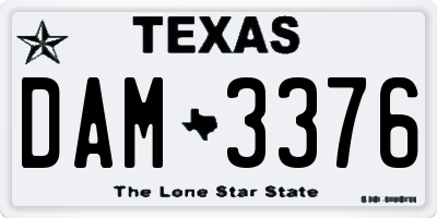 TX license plate DAM3376