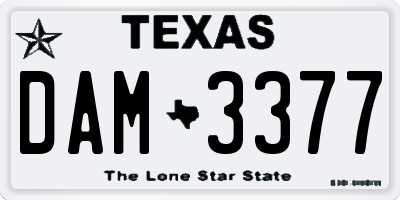 TX license plate DAM3377