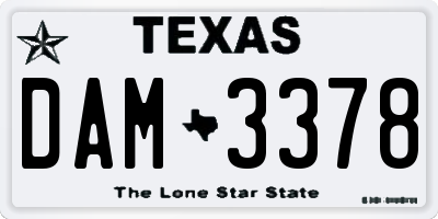 TX license plate DAM3378