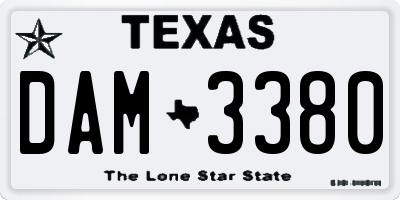 TX license plate DAM3380