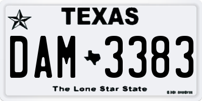 TX license plate DAM3383