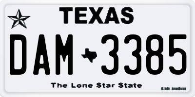 TX license plate DAM3385