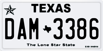 TX license plate DAM3386