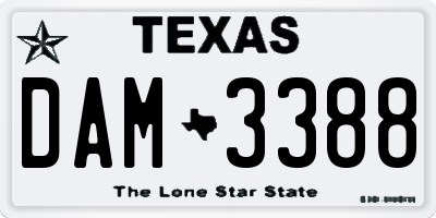 TX license plate DAM3388