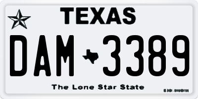 TX license plate DAM3389