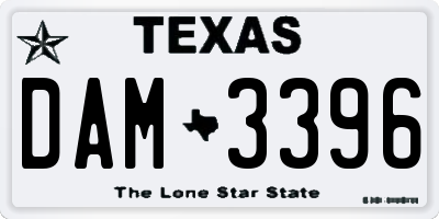 TX license plate DAM3396