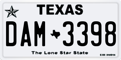 TX license plate DAM3398