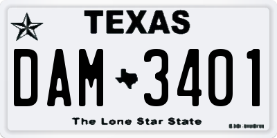 TX license plate DAM3401