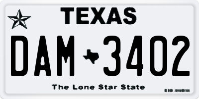 TX license plate DAM3402