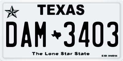 TX license plate DAM3403