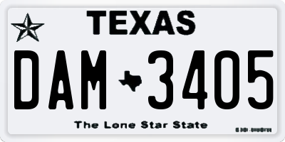 TX license plate DAM3405