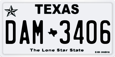 TX license plate DAM3406