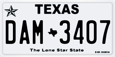 TX license plate DAM3407