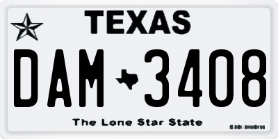 TX license plate DAM3408