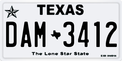 TX license plate DAM3412