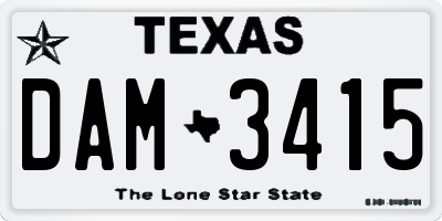 TX license plate DAM3415