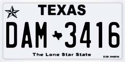 TX license plate DAM3416