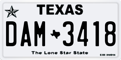 TX license plate DAM3418