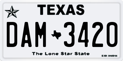 TX license plate DAM3420