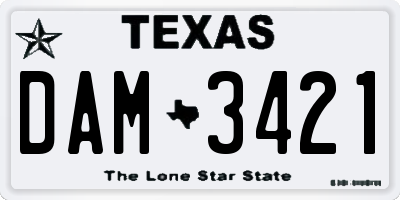 TX license plate DAM3421