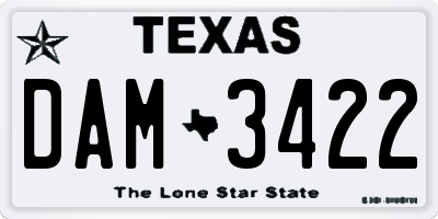 TX license plate DAM3422