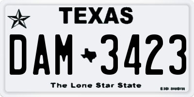 TX license plate DAM3423