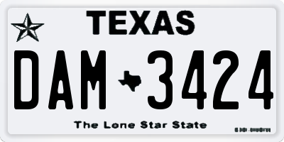 TX license plate DAM3424