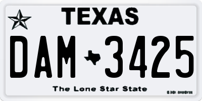 TX license plate DAM3425