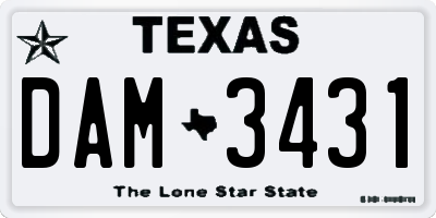 TX license plate DAM3431