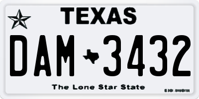 TX license plate DAM3432