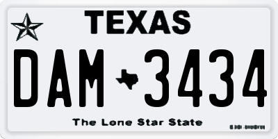 TX license plate DAM3434