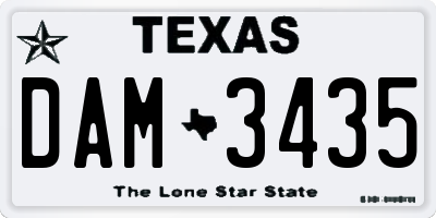TX license plate DAM3435